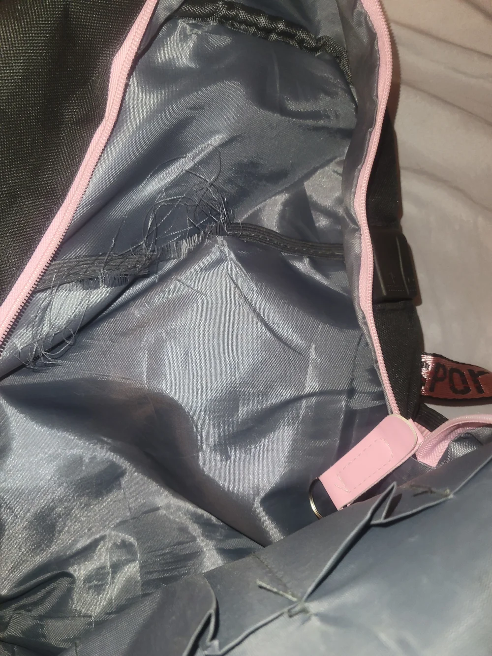Pink & Black Anime Backpack with Pom Pom Charm